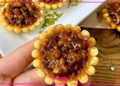 طرز تهیه سریع و ساده تارت کاراملی با همراهی شیره گردو طرز تهیه تارت کاراملی با شیره گردویی
